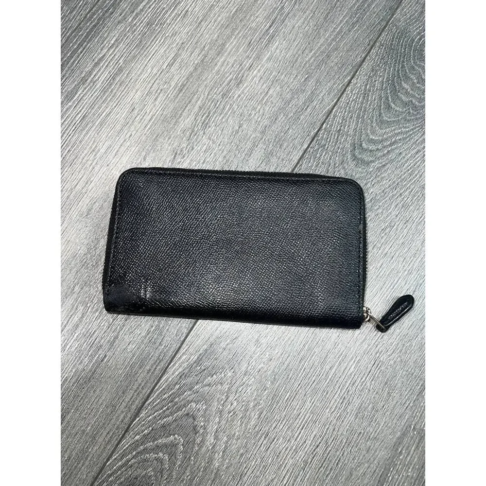 Coach Zip Around Wallet Black Crossgrain classic zip up Leather B000764